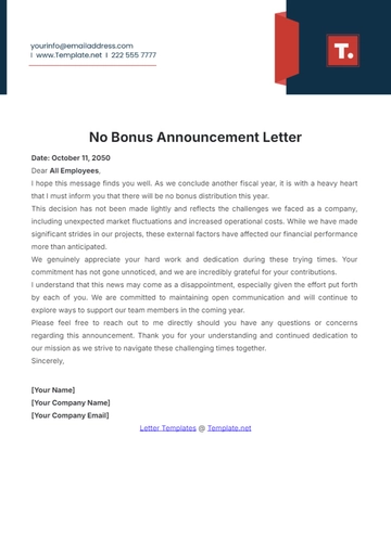 Free No Bonus Announcement Letter Template to Edit Online