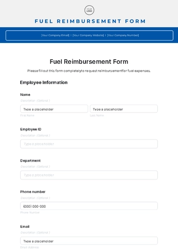 Free Fuel Reimbursement Form Template to Edit Online