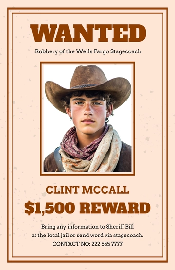 Free Cowboy Wanted Poster Template to Edit Online