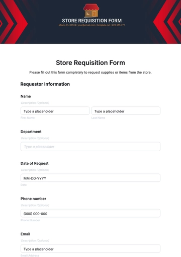 Free Store Requisition Form Template to Edit Online