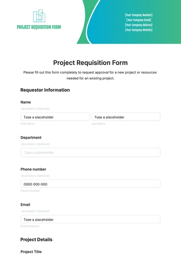 Free Project Requisition Form Template to Edit Online