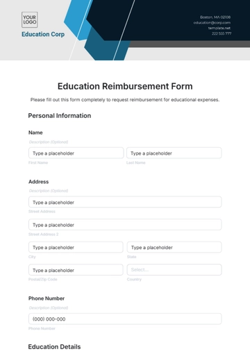Free Education Reimbursement Form Template to Edit Online