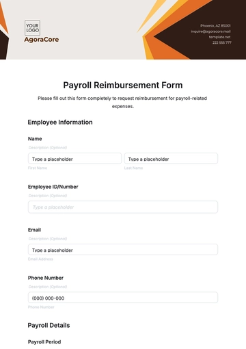 Free Payroll Reimbursement Form Template to Edit Online