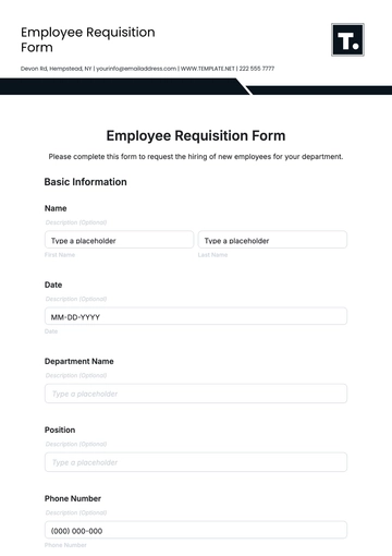 Free Employee Requisition Form Template to Edit Online