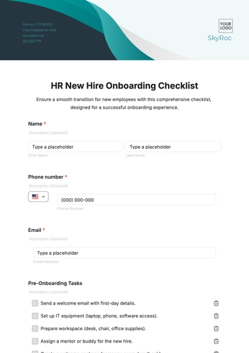 Free HR New Hire Onboarding Checklist Template to Edit Online