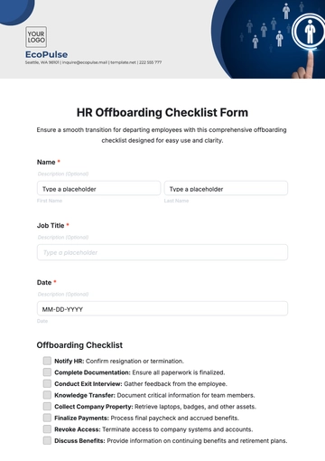 Free HR Offboarding Checklist Form Template to Edit Online