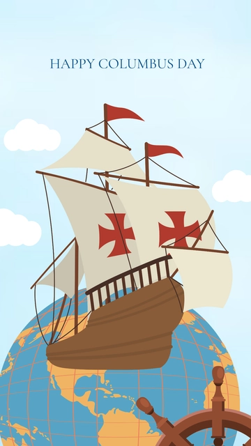 Free Blue Columbus Day Wallpaper Template to Edit Online
