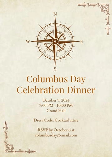 Free Elegant Columbus Day Invitation Template to Edit Online