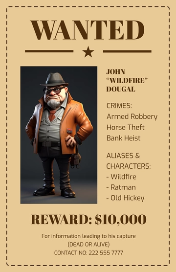 Free Character Wanted Poster Template to Edit Online