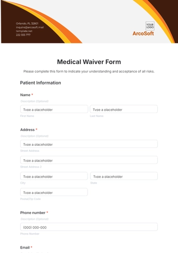 Free Medical Waiver Form Template to Edit Online