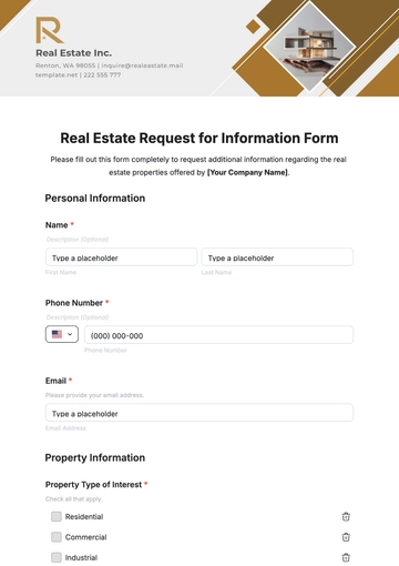 Free Real Estate Request for Information Form Template to Edit Online
