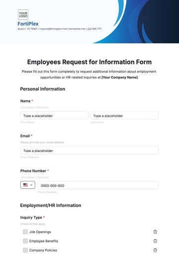 Free Employees Request for Information Form Template to Edit Online