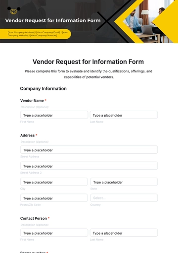 Free Vendor Request for Information Form Template to Edit Online