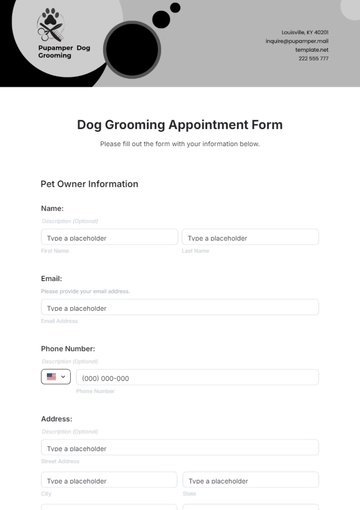 Free Dog Grooming Appointment Form Template to Edit Online