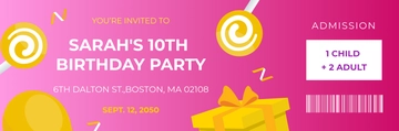 Free Birthday Party Ticket Template to Edit Online