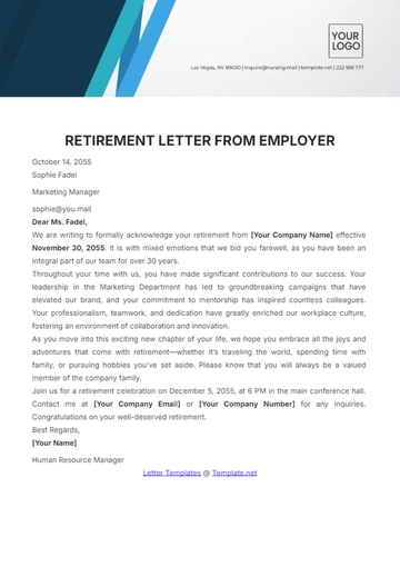 Free Retirement Letter from Employer Template to Edit Online