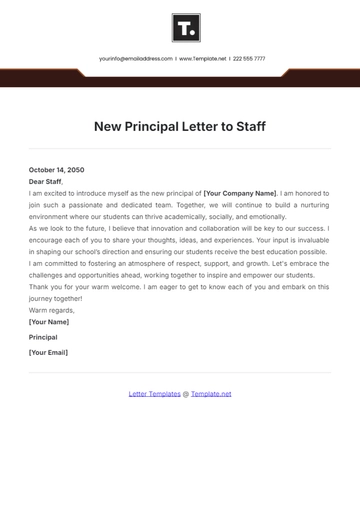 Free New Principal Letter to Staff Template to Edit Online