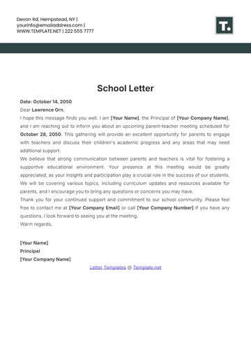 Free Primary School Letter Template to Edit Online