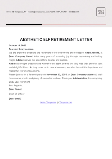 Free Aesthetic Elf Retirement Letter Template to Edit Online