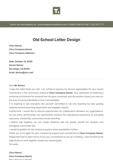 Free Old School Letter Design Template to Edit Online