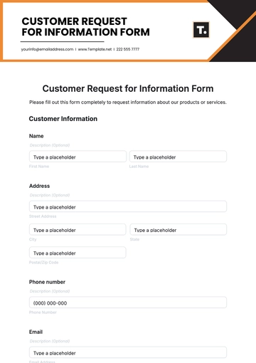 Free Customer Request for Information Form Template to Edit Online
