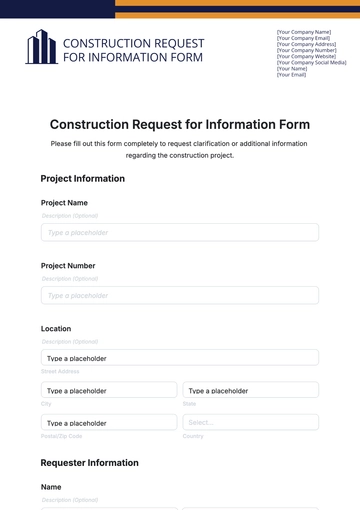 Free Construction Request for Information Form Template to Edit Online