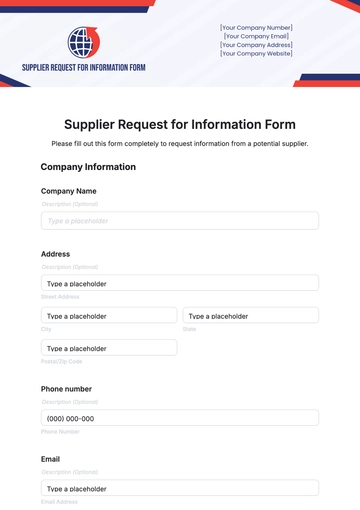Free Supplier Request for Information Form Template to Edit Online