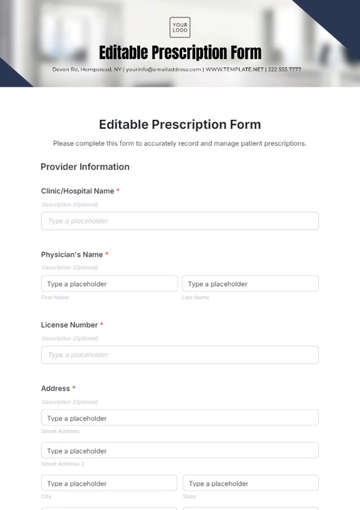Free Editable Prescription Form Template to Edit Online Free Editable Prescription Form Template to Edit Online