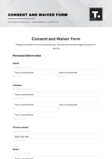 Free Consent and Waiver Form Template to Edit Online