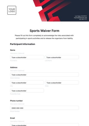 Free Sports Waiver Form Template to Edit Online