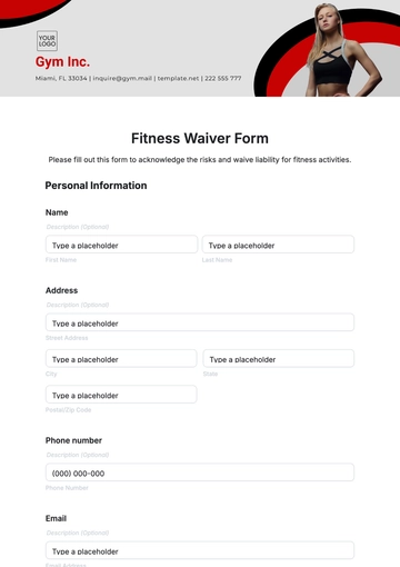 Free Fitness Waiver Form Template to Edit Online