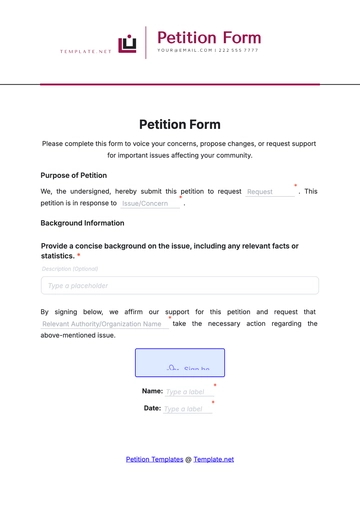 Free Petition Form Template to Edit Online