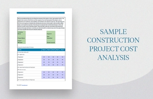 Sample Construction Project Cost Analysis Template