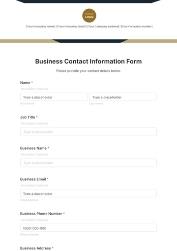 Free Business Contact Information Form Template to Edit Online