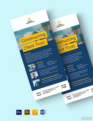 Simple Building Construction Rack Card Template