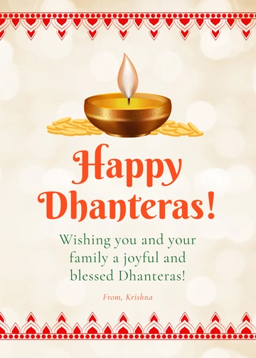 Free Dhanteras Festival Wishes Template to Edit Online