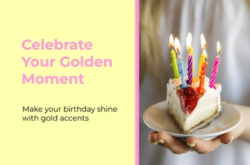 Free Happy Golden Birthday Banner Template to Edit Online