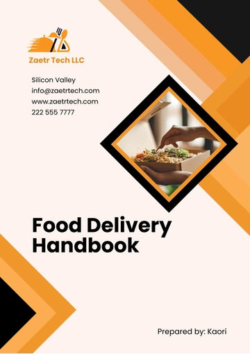 Free Food Delivery Handbook Template to Edit Online | Template.net