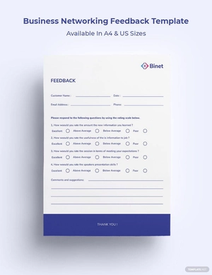 Business Networking Feedback Form Template
