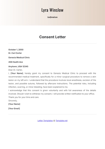 Free Consent Letter Template to Edit Online