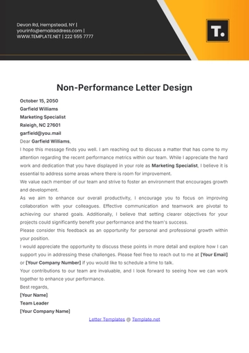 Free Non-Performance Letter Design Template to Edit Online