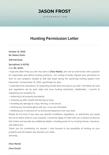 Free Hunting Permission Letter Template to Edit Online