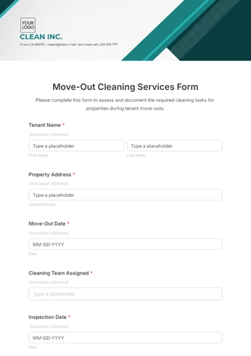 Free Move-Out Cleaning Services Form Template to Edit Online