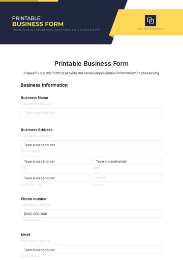 Free Printable Business Form Template to Edit Online