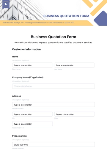 Free Business Quotation Form Template to Edit Online