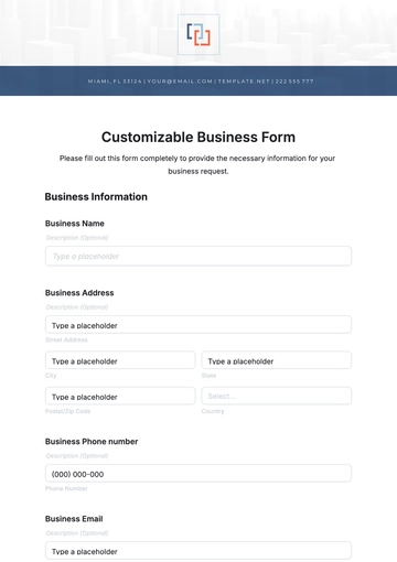 Free Customizable Business Form Template to Edit Online