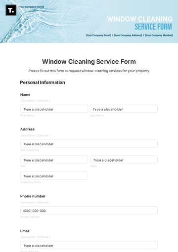 Free Window Cleaning Service Form Template to Edit Online