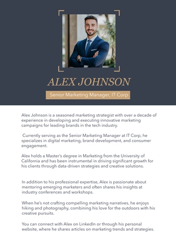 Free Personal Professional Bio Template to Edit Online