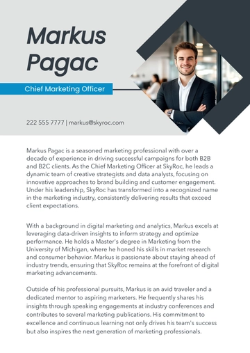 Free Business Professional Bio Template to Edit Online