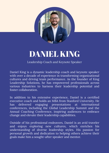 Free Speaker Professional Bio Template to Edit Online